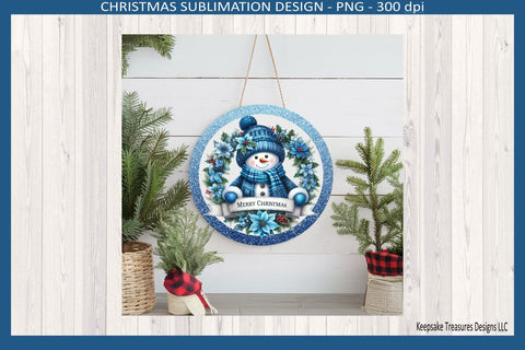 Merry Christmas Snowman Door Sign, Sublimation Png Template, Digital Download, Png Printable Sublimation Keepsake Treasures Designs LLC. 