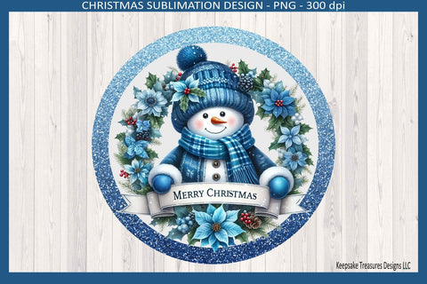 Merry Christmas Snowman Door Sign, Sublimation Png Template, Digital Download, Png Printable Sublimation Keepsake Treasures Designs LLC. 