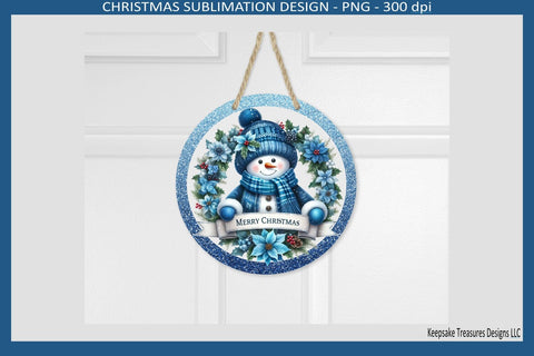 Merry Christmas Snowman Door Sign, Sublimation Png Template, Digital Download, Png Printable Sublimation Keepsake Treasures Designs LLC. 