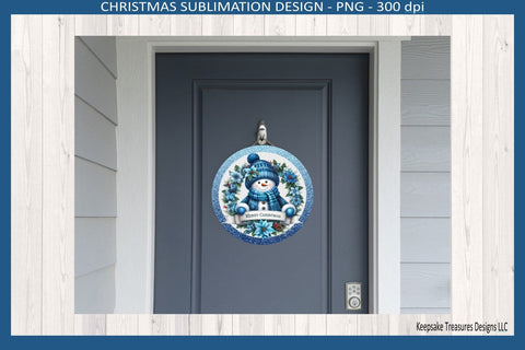 Merry Christmas Snowman Door Sign, Sublimation Png Template, Digital Download, Png Printable Sublimation Keepsake Treasures Designs LLC. 
