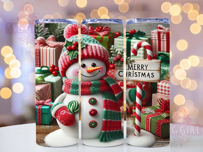 Merry Christmas Snowman Holiday Tumbler, Merry Christmas Wrap, Holiday Sublimation Design, Winter Snowman Cup, 20Oz Skinny Tumbler Wrap, Festive Christmas Mug, Snowman Holiday Design Sublimation SvggirlplusArt 