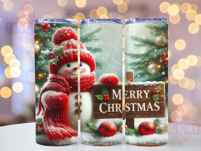 Merry Christmas Snowman Holiday Tumbler, Merry Christmas Wrap, Holiday Sublimation Design, Winter Snowman Cup, 20Oz Skinny Tumbler Wrap, Festive Christmas Mug, Snowman Holiday Design Sublimation SvggirlplusArt 