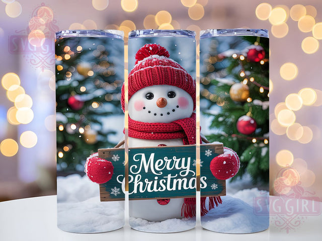 Merry Christmas Snowman Holiday Tumbler, Merry Christmas Wrap, Holiday Sublimation Design, Winter Snowman Cup, 20Oz Skinny Tumbler Wrap, Festive Christmas Mug, Snowman Holiday Design Sublimation SvggirlplusArt 