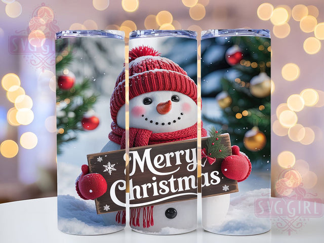 Merry Christmas Snowman Holiday Tumbler, Merry Christmas Wrap, Holiday Sublimation Design, Winter Snowman Cup, 20Oz Skinny Tumbler Wrap, Festive Christmas Mug, Snowman Holiday Design Sublimation SvggirlplusArt 
