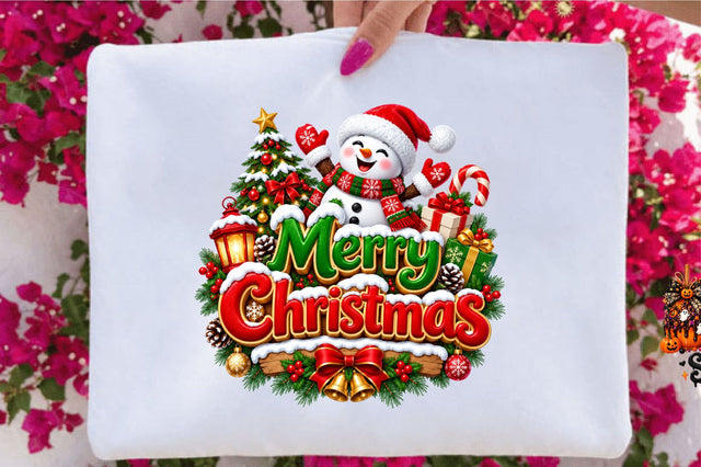 Merry Christmas Snowman PNG Sublimation SVGArt 
