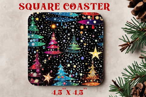 Merry Christmas square coaster sublimation / christmas tree Sublimation Angelina Semenova 