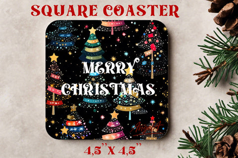 Merry Christmas square coaster sublimation / christmas tree Sublimation Angelina Semenova 