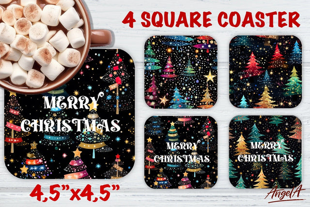 Merry Christmas square coaster sublimation / christmas tree Sublimation Angelina Semenova 