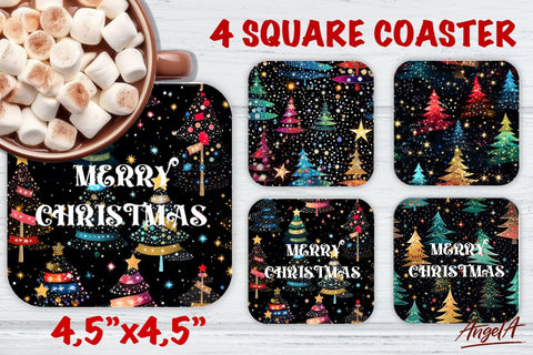 Merry Christmas square coaster sublimation / christmas tree Sublimation Angelina Semenova 