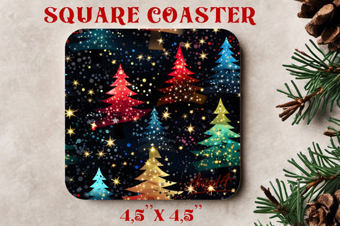 Merry Christmas square coaster sublimation / christmas tree Sublimation Angelina Semenova 