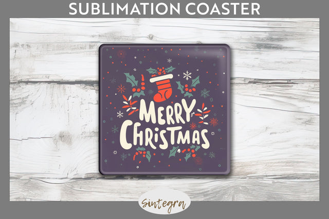 Merry Christmas Square Coaster Sublimation Sublimation Sintegra 