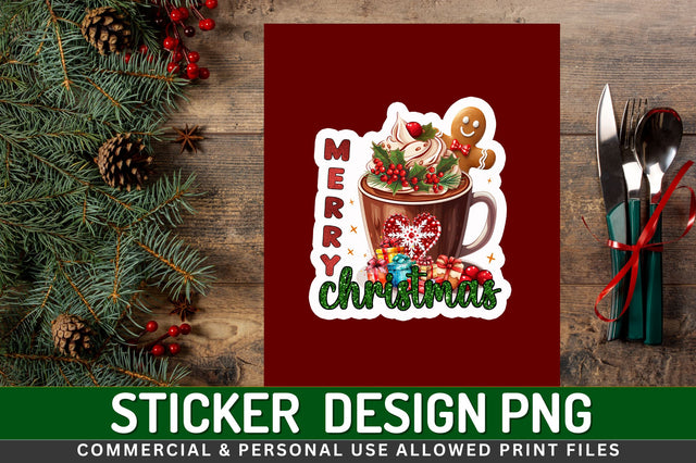 Merry christmas Sticker Design Sublimation Regulrcrative 
