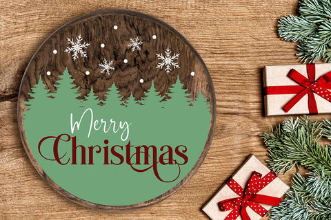 Merry Christmas SVG | Christmas Round Sign Design SVG B Renee Design 