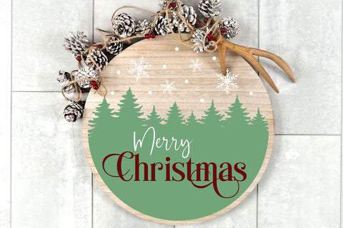 Merry Christmas SVG | Christmas Round Sign Design SVG B Renee Design 