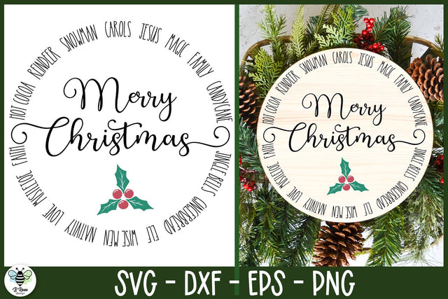 Merry Christmas SVG | Christmas Round Sign SVG SVG B Renee Design 
