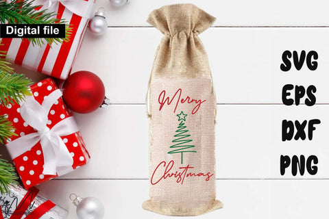 Merry Christmas SVG – Classic Christmas Wine Bag Design SVG Isabella Machell 