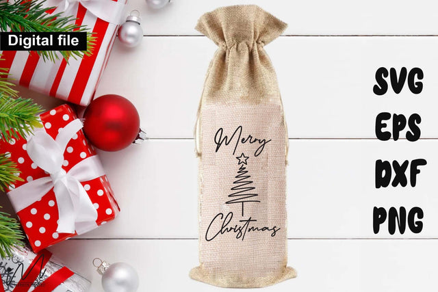 Merry Christmas SVG – Classic Christmas Wine Bag Design SVG Isabella Machell 
