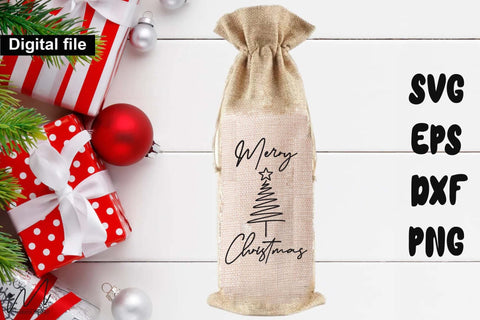 Merry Christmas SVG – Classic Christmas Wine Bag Design SVG Isabella Machell 