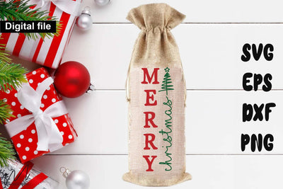Merry Christmas SVG for Wine Gift Bags SVG Isabella Machell 