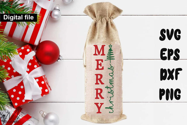 Merry Christmas SVG for Wine Gift Bags SVG Isabella Machell 
