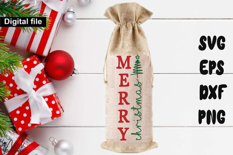 Merry Christmas SVG for Wine Gift Bags SVG Isabella Machell 