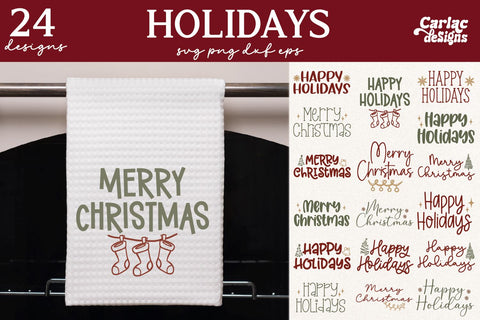 Merry Christmas SVG, Happy Holidays SVG SVG Carla C Designs 