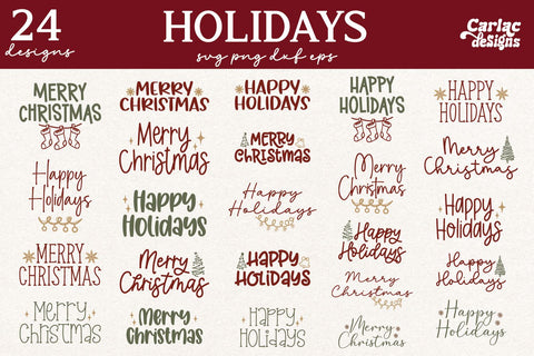 Merry Christmas SVG, Happy Holidays SVG SVG Carla C Designs 