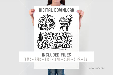 Merry Christmas SVG PNG Bundle Cut Files SVG TonisArtStudio 