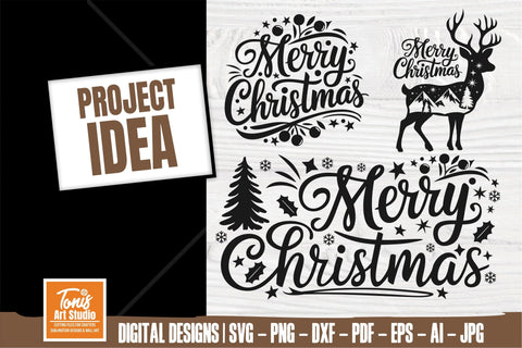 Merry Christmas SVG PNG Bundle Cut Files SVG TonisArtStudio 