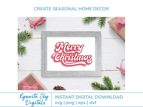 Merry Christmas SVG retro style title SVG Kyanite Sky Digitals 