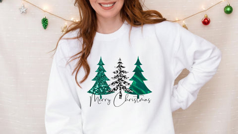 Merry Christmas Teal Trees PNG | Teal Watercolor Christmas Tree Sublimation | Modern Holiday Sublimation Design Sublimation Print Perfect Design Shop 