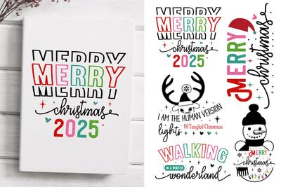 Merry Christmas Text Festive Christmas Tree Bow Holiday SVG designmaster24 