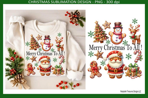 Merry Christmas To All Sublimation Png Design With Multiple Uses, Digital Download Sublimation Keepsake Treasures Designs LLC. 
