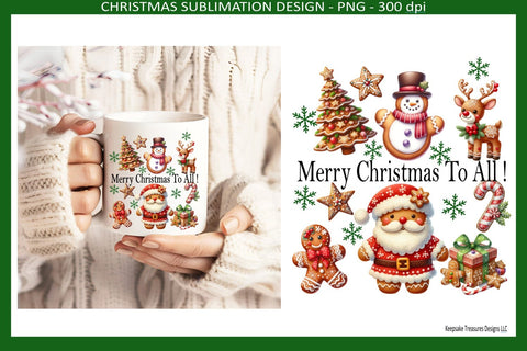 Merry Christmas To All Sublimation Png Design With Multiple Uses, Digital Download Sublimation Keepsake Treasures Designs LLC. 