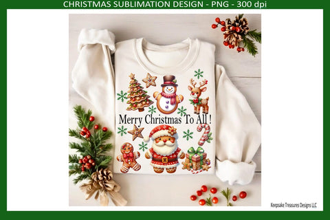 Merry Christmas To All Sublimation Png Design With Multiple Uses, Digital Download Sublimation Keepsake Treasures Designs LLC. 
