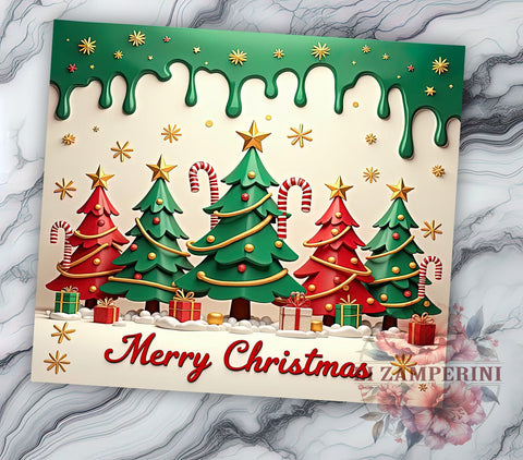 Merry Christmas Tree 20oz Tumbler Wrap, Merry Christmas, Christmas Tree, Xmas Holiday, 20oz Tumbler, Sublimation Wrap, Holiday Decor, Christmas Gift Sublimation Li Zamperini 