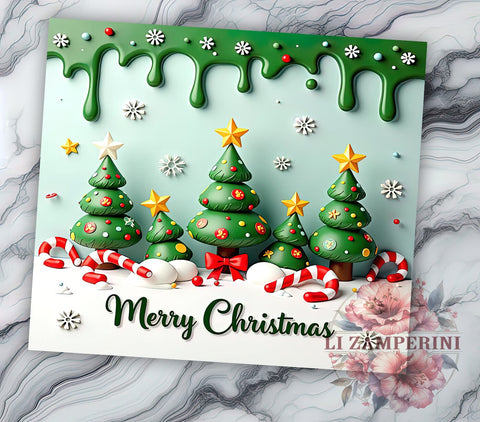 Merry Christmas Tree 20oz Tumbler Wrap, Merry Christmas, Christmas Tree, Xmas Holiday, 20oz Tumbler, Sublimation Wrap, Holiday Decor, Christmas Gift Sublimation Li Zamperini 