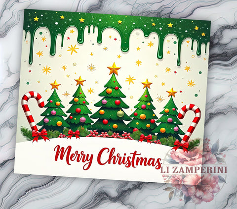 Merry Christmas Tree 20oz Tumbler Wrap, Merry Christmas, Christmas Tree, Xmas Holiday, 20oz Tumbler, Sublimation Wrap, Holiday Decor, Christmas Gift Sublimation Li Zamperini 