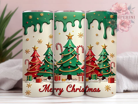 Merry Christmas Tree 20oz Tumbler Wrap, Merry Christmas, Christmas Tree, Xmas Holiday, 20oz Tumbler, Sublimation Wrap, Holiday Decor, Christmas Gift Sublimation Li Zamperini 