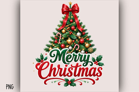 Merry Christmas Tree Clipart PNG Sublimation SVGArt 