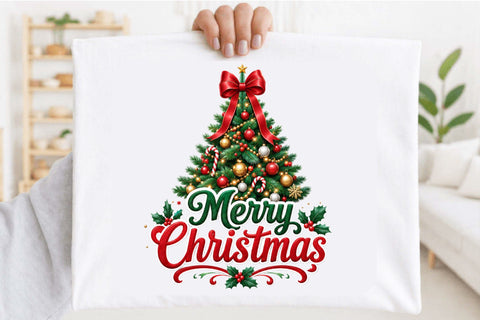 Merry Christmas Tree Clipart PNG Sublimation SVGArt 