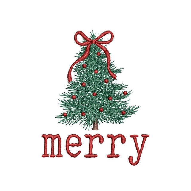 Merry Christmas Tree Coquette Bow Embroidery Design, 4 sizes, Instant Download Embroidery/Applique DESIGNS Nino Nadaraia 