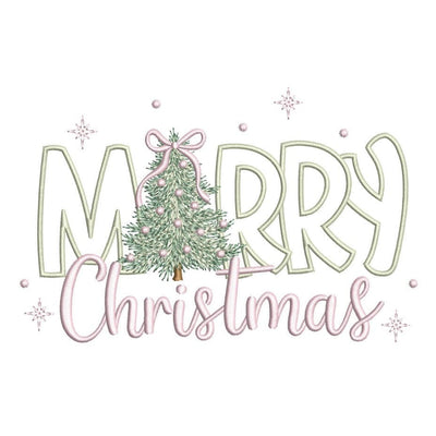 Merry Christmas Tree Coquette Bow Snowflakes Embroidery Design, 4 sizes, Instant Download Embroidery/Applique DESIGNS Nino Nadaraia 
