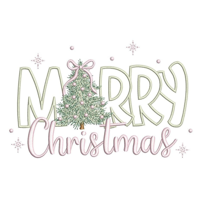 Merry Christmas Tree Coquette Bow Snowflakes Embroidery Design, 4 sizes, Instant Download Embroidery/Applique DESIGNS Nino Nadaraia 
