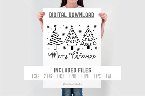 Merry Christmas tree Svg | holiday season svg | Merry Christmas t shirt | winter svg cut file | Christmas Quote svg | Christmas clipart svg SVG TonisArtStudio 