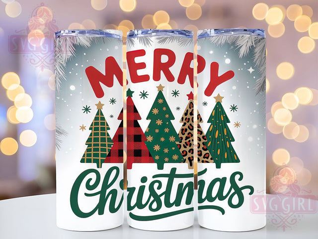 Merry Christmas Tree Tumbler, Christmas Tree Design, Snowflake Holiday Art, Festive Winter Graphic, Seasonal Xmas Pattern, 20oz Tumbler, Sublimation Design Sublimation SvggirlplusArt 