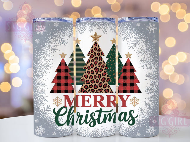 Merry Christmas Tree Tumbler, Christmas Tree Design, Snowflake Holiday Art, Festive Winter Graphic, Seasonal Xmas Pattern, 20oz Tumbler, Sublimation Design Sublimation SvggirlplusArt 