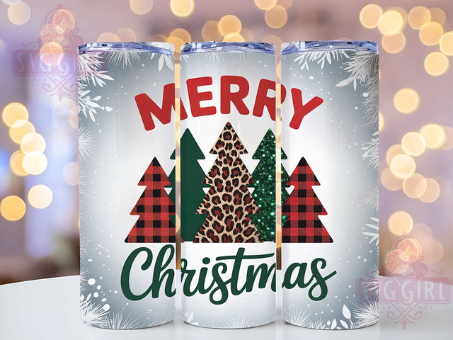 Merry Christmas Tree Tumbler, Christmas Tree Design, Snowflake Holiday Art, Festive Winter Graphic, Seasonal Xmas Pattern, 20oz Tumbler, Sublimation Design Sublimation SvggirlplusArt 