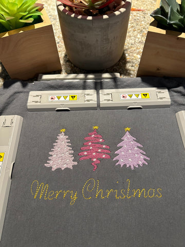 Merry Christmas Trees Embroidery Design 4 Sizes-File formats in pes,dst,jef,xxx,exp,vip,vp3, holiday, trending, Fall, Popular, season, merry Embroidery/Applique DESIGNS AestheticdesignsE 