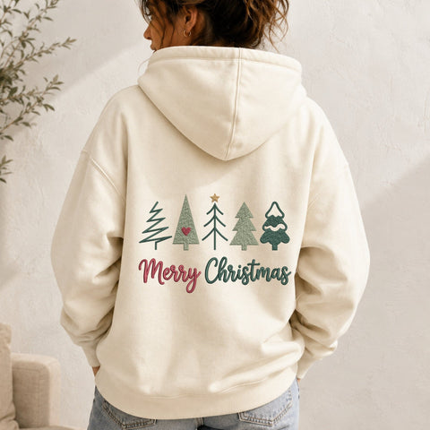 Merry Christmas Trees Embroidery Design – Christmas Tree Machine Embroidery File, Holiday Typography Design Embroidery/Applique DESIGNS PatternFeed8 